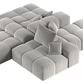 Modern Gray Sectional Sofa With Plush Fabric Cushions And Modular Design 3d model