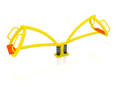 Outdoor Yellow Frame Children's Spring Playground Equipment With Orange Seats 3d model