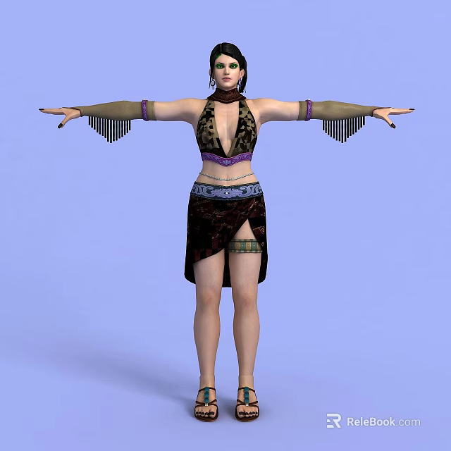 Technology Exhibition Hall Showcasing 3D Virtual Character With Decorative Costume Design 3d model 