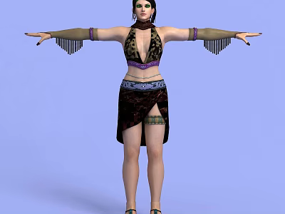 Technology Exhibition Hall Showcasing 3D Virtual Character With Decorative Costume Design 3d model
