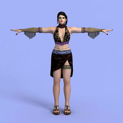 Technology Exhibition Hall Showcasing 3D Virtual Character With Decorative Costume Design 3d model