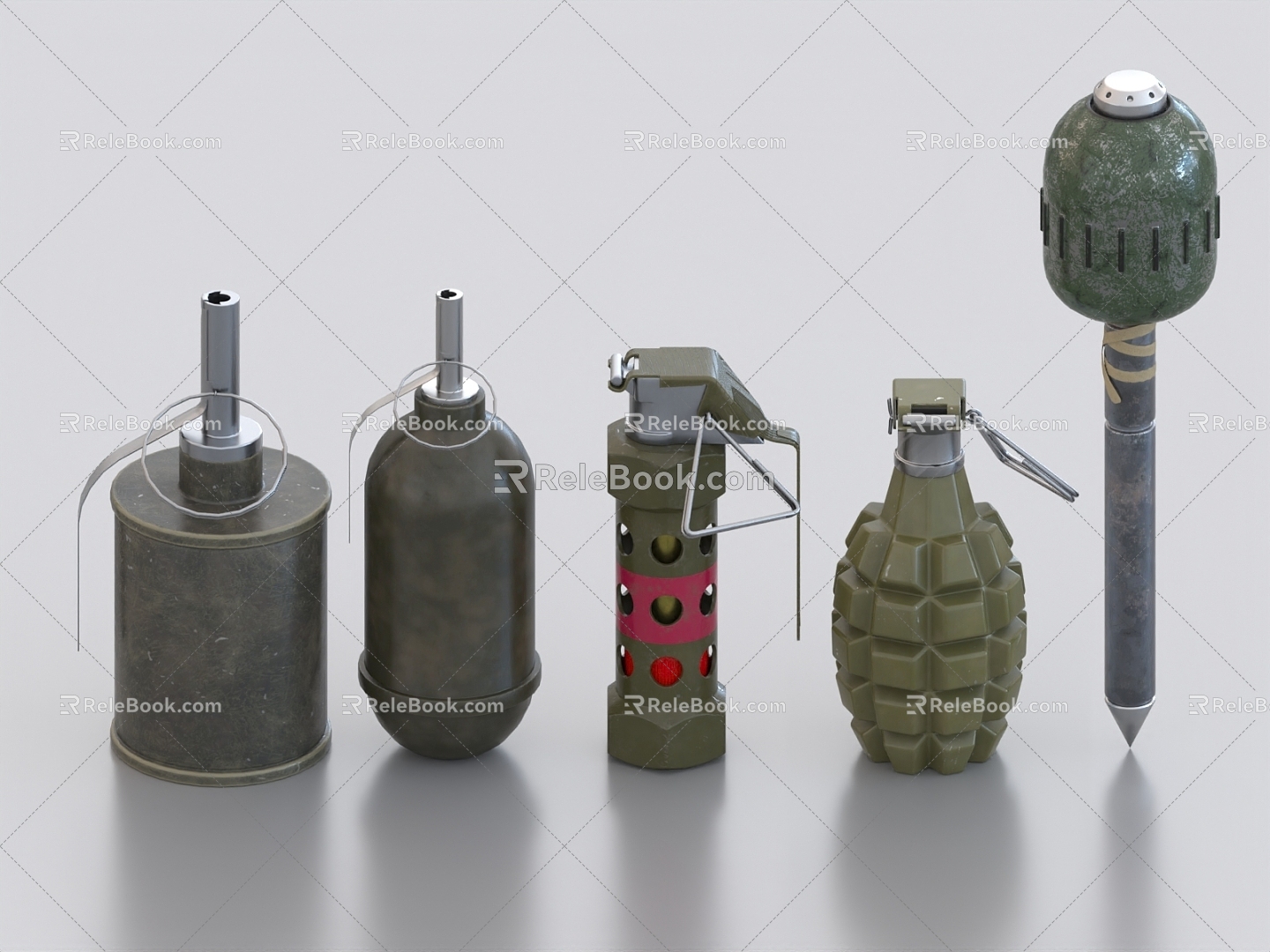 Grenade Grenade Smoke Bomb High Explosive Bomb Flash Bomb Throwing Weapon 3d model