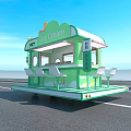 Green Ice Cream Cart Photo Spot With Seats And Outdoor Decorative Design