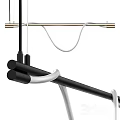 Modern Chandelier Design With Black Cylindrical Rods And White Curved Lines