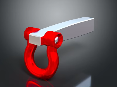 Red And Silver U Shaped Mechanical Connector With Rectangular Metal Part 3d model