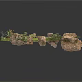 Modern Rock Garden Landscape With Various Plants And Green Mossy Stones