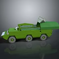 Green Military Wheeled Tank 3D Model With Open Cargo Area And Top Hatch
