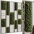 Indoor Green Plant Wall Design with White Vertical Frames and Lush Foliage