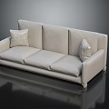 Modern White Sofa With Three Seat Design And Decorative Cushions For Living Room