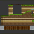 Pixel Style Layered Landscape With Green Grass Brown Soil And White Block Base