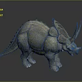 Realistic Triceratops Dinosaur Model With Detailed Scaled Texture Spiked Back And Horned Head