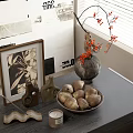 Fruit Plate Combination Fruit Plate Pottery Ornaments Pottery Vase Decorative Branches Candle Abstract Picture Frame 3d model