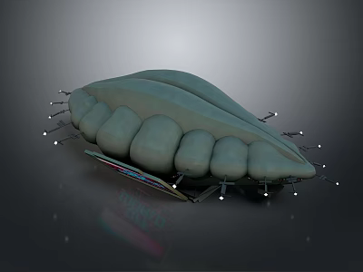 Modern Shell Shaped Cosmic Spacecraft Design With Illuminated Base Points 3d model