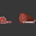 Fresh Raw Meat Cuts Including Steak Leg And Various Parts 3d model