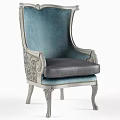 Luxurious Teal Velvet Accent Chair With Intricate Carvings And Metal Accents