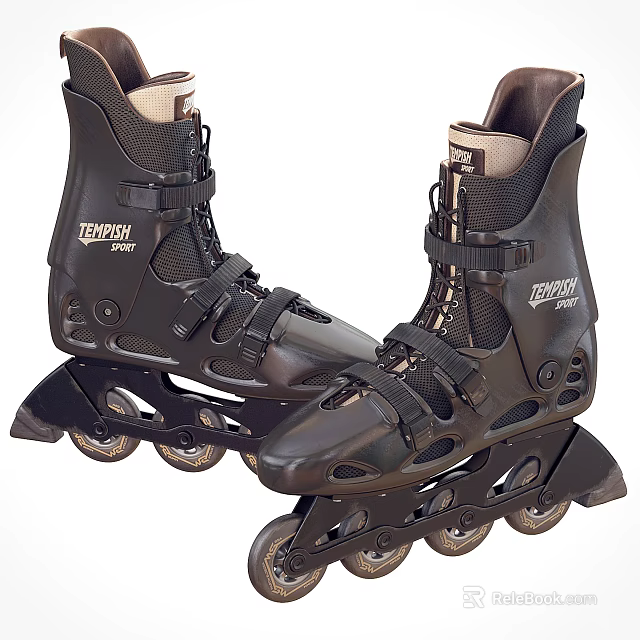 Black TERMINUS SPORT Roller Skates With Buckles And Sporty Design Wheels 3d model 
