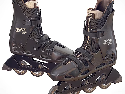 Black TERMINUS SPORT Roller Skates With Buckles And Sporty Design Wheels 3d model