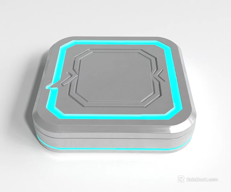 Modern Square Smart Device With Blue Illuminated Border And Geometric Surface 3d model 