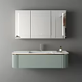 Light Green Modern Bathroom Vanity With Mirror Cabinet Countertop And Faucet