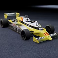 Renault Yellow And White Racing Car Model With ELF Logo And Detailed Design
