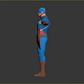 Captain America Superhero Figure In Blue Costume With Red Stripes And Star Shield Standing
