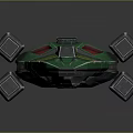 Futuristic Green And Yellow Aircraft 3D Model With Multi Section Detailed Structure Design