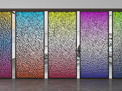 Colorful Textured Room Divider Panels For Modern Interior Decoration 3d model