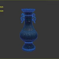 Ornate Antique Bronze Vase With Double Handles And Intricate Patterns 3d model