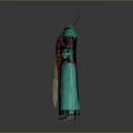 Game Movie Character In Turquoise Robe With Red Insect Wings And Embroidered Sleeves