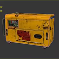 Yellow Industrial Portable Generator With Red Component And Warning Sign Power Equipment