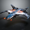 Futuristic Sleek Spacecraft Model With Black Orange Accents And Functional Thrusters