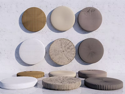 Round Soft Cushions With Various Colors And Textured Patterns For Home Decor Accessories 3d model