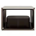 Elegant Modern Nightstand With Two Drawers And Neutral Leather Design