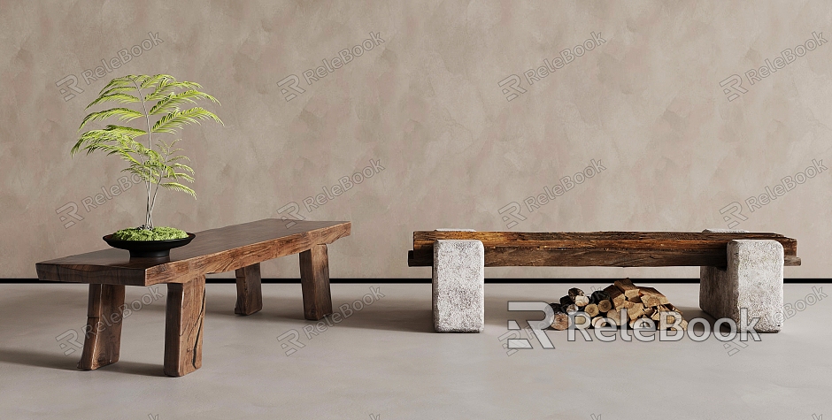 Quiet Stone Bench model