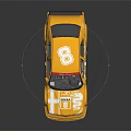 Yellow Race Car Featuring Number 8 Black Rear Spoiler And Sporty Design