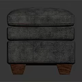 Modern Gray Upholstered Sofa Stool With Padded Seat And Wooden Legs Design