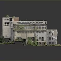 Abandoned Ruined Old Industrial Factory Building Structure With Exposed Frames Overgrown With Lush Green Vegetation