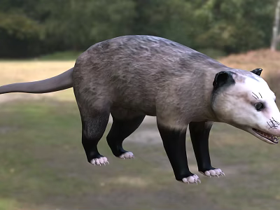 Wild Reptile with Gray Black Body and Long Tail in Natural Grassland Environment 3d model