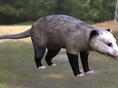 Wild Reptile with Gray Black Body and Long Tail in Natural Grassland Environment 3d model