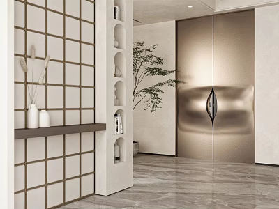 Modern double-door bronze door 3d model