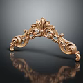 Golden Arched Decorative Component with Intricate Patterns on Black Background with Reflection 3d model