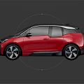 Red BMW Electric Compact Car With Black Roof And Modern Design