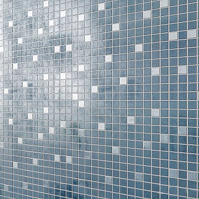 Blue and White Mosaic Tiles Background Wall with Modern Grid Pattern Design Style 3d model