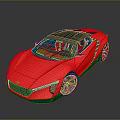 Red Modern Sports Car With Sleek Design Black Roof And Blue Windows