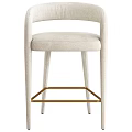 Modern Light Beige Upholstered Accent Chair With Curved Armrests And Gold Metal Legs