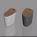 Modern Flat Door Trash Bins in White and Black with Wooden Top Design