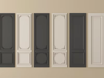 Different Styles of Decorative Wall Paneling with Various Colors and Intricate Frames 3d model