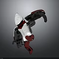 Mechanical Character And Biomechanical Creature With White Red Armor In Dynamic Pose 3d model
