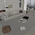 Modern Sofa Coffee Table Combination Sofa Coffee Table 3d model