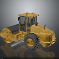Yellow Heavy Construction Road Roller With Large Drum And Black Tires 3d model